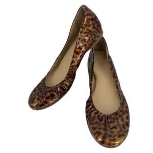 J. Crew sz 7 Tortoise CeCe Patent Leather Ballet Shoe Flats Shoes Leopard Italy